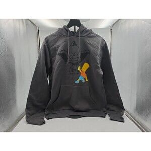 THE SIMPSONS Bart Simpson Krusty Clown Graffiti Gray Hooded Sweatshirt Size M